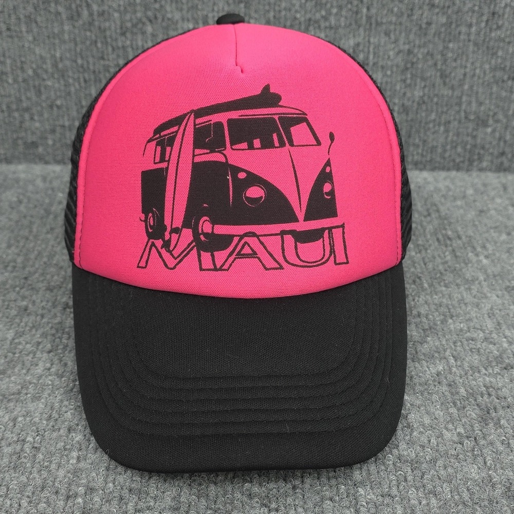 Hawaii Surf Hat Cap Maui Foam Snap Back Pink Black Trucker VW Bus Surfer Boogie